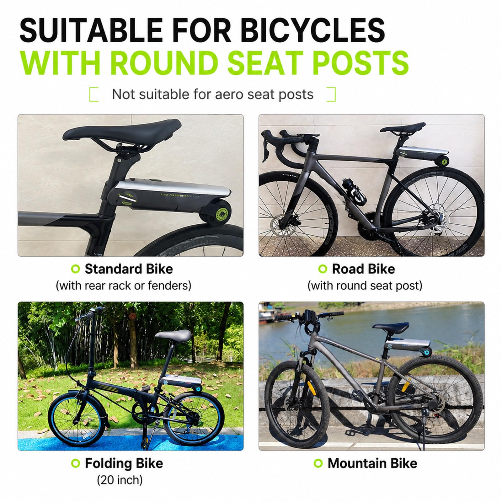 Booster di Assistenza Elettrica per Bicicletta 25 Km/H, Autonomia 50 Km, unità di Trazione Portatile, 4 modalità di Assistenza, per Uso Quotidiano E Tempo Libero