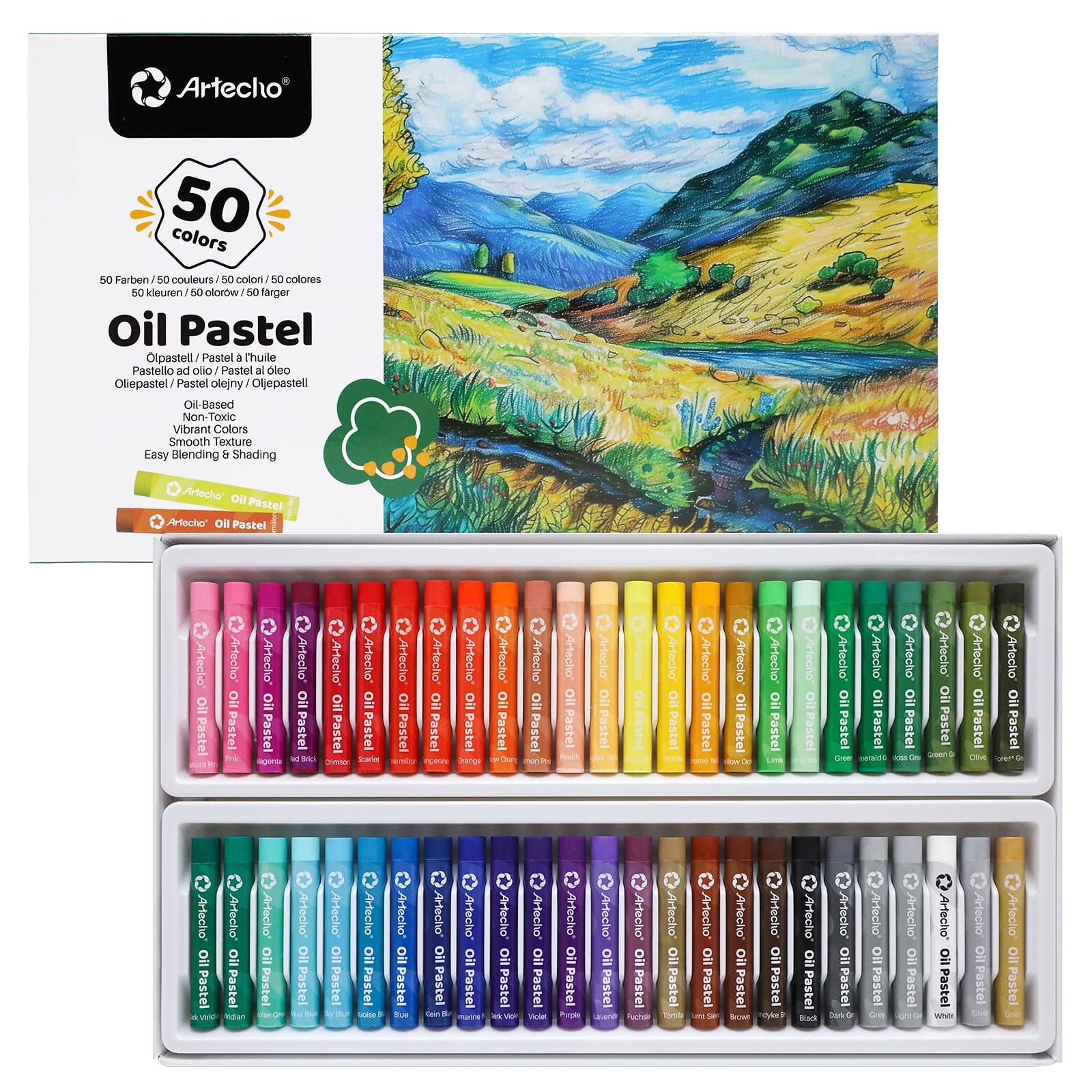 Amazon.com : Artecho Oil Pastels Set of 50 Colors (8 x 60 mm