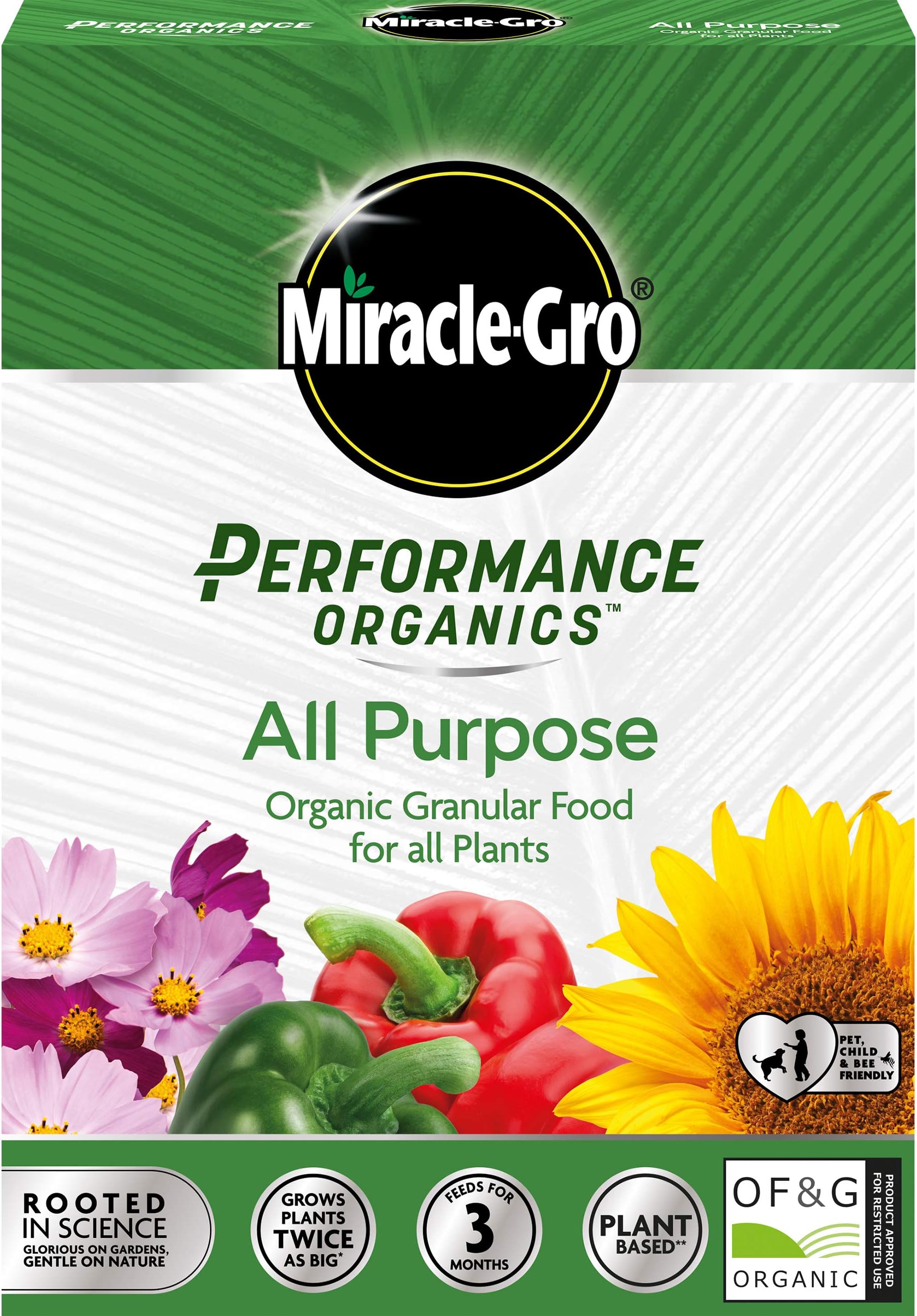 Miracle Gro Performance Organics All Purpose Granular Plant Food, 2 kg (Bee, Pet & Child Friendly), Grey