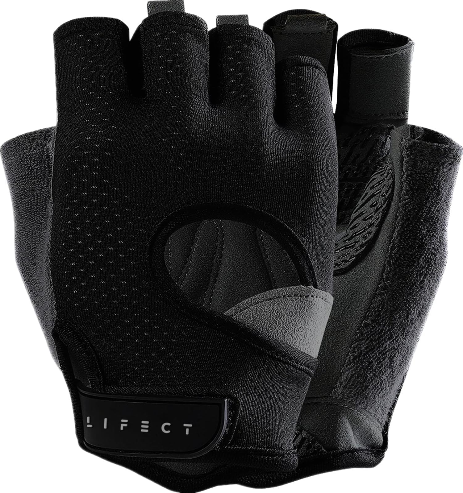 LIFECT Freedom Workout Gloves, Knuckle Weight Lifting Shorty Fingerless Gloves with Curved Open Back, for Powerlifting, Gym, Women and Men