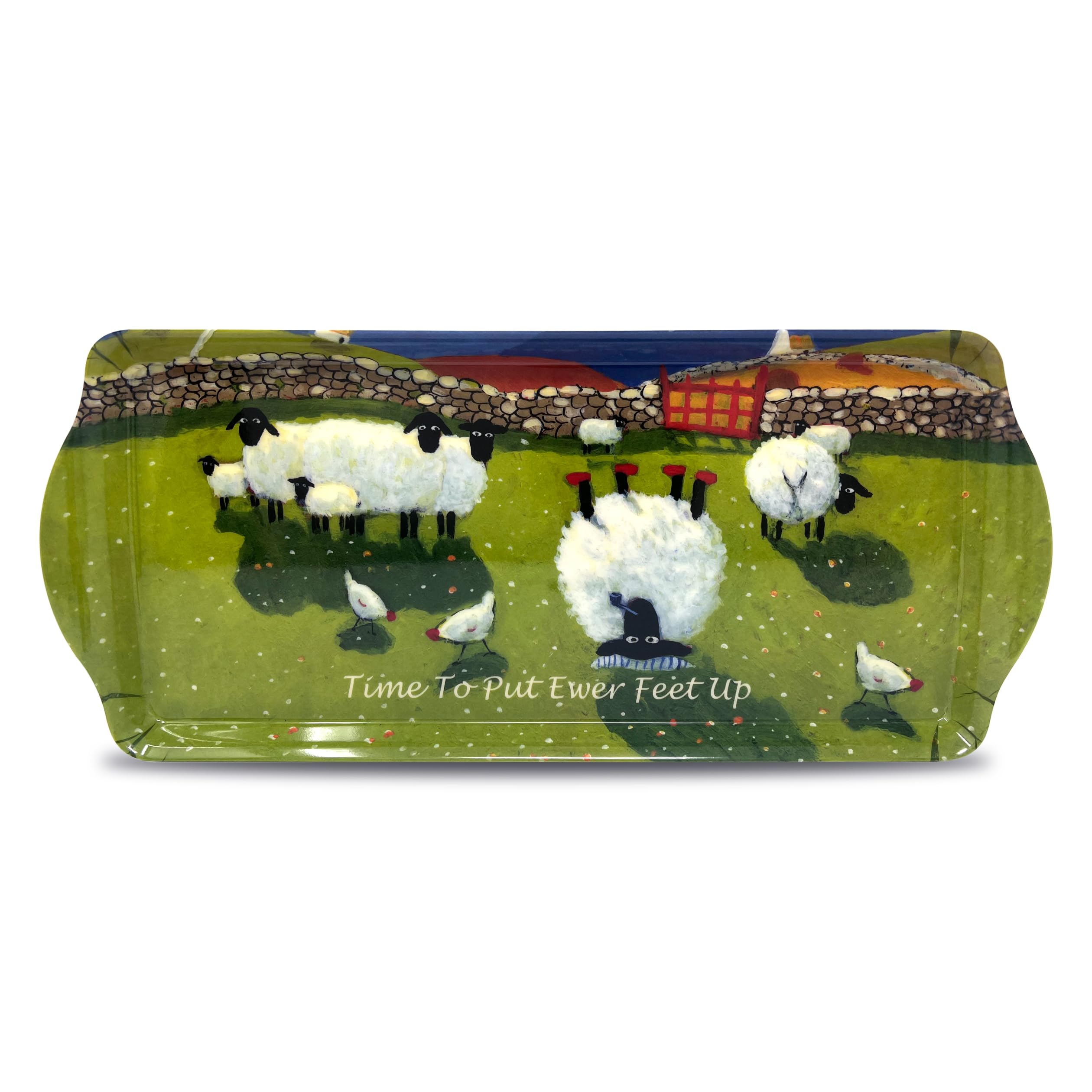 Thomas Joseph Multicolor Medium Serving Tray By - Time To Put Ewer Feet Up - Funny Sheep Gift
