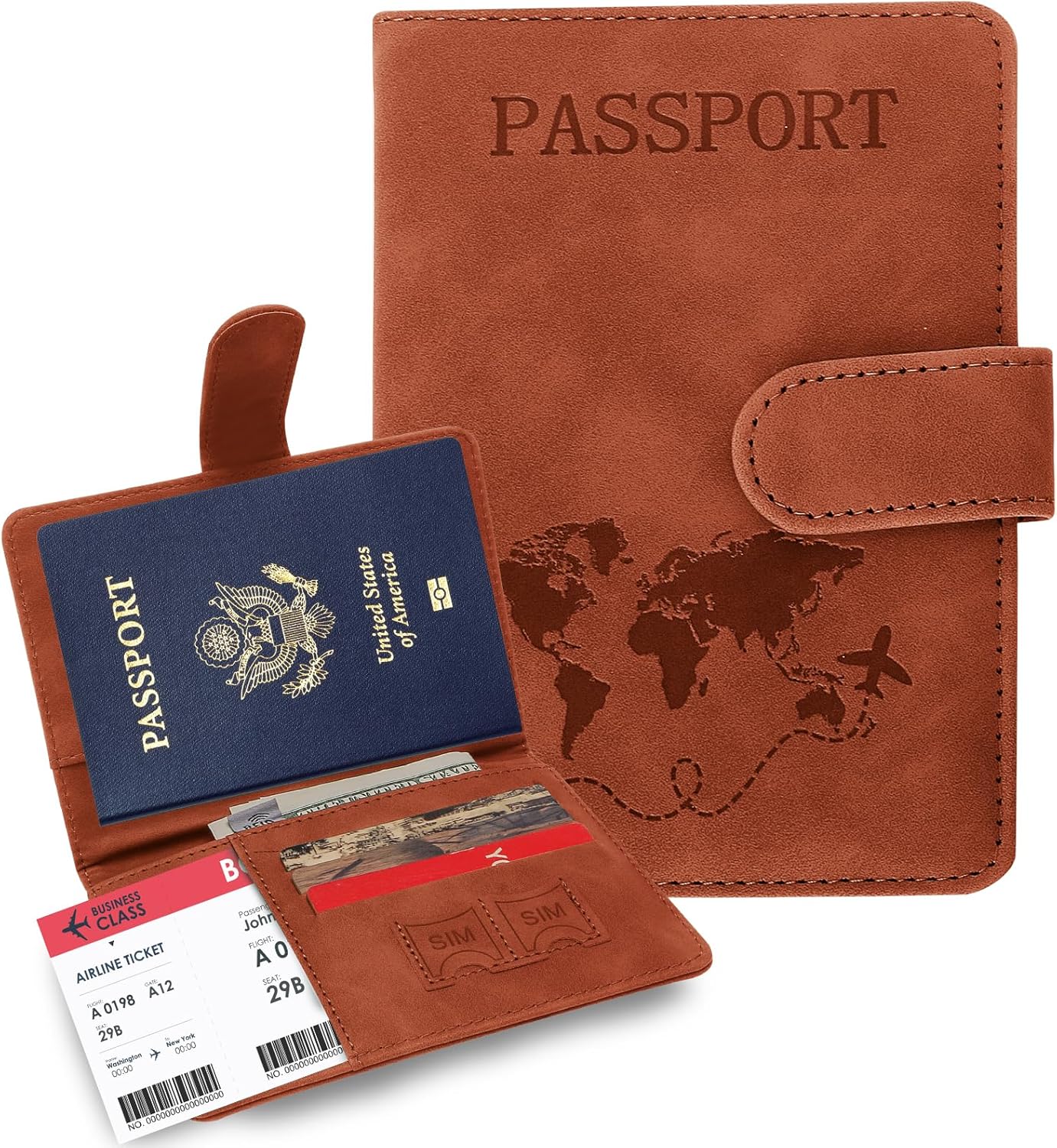 Passport Holders, RFID Blocking Credit Card Holder, PU Leather Passport Holders for Travel with Magnetic Buckle, Travel Must Haves Cruise Ship Essentials for Men, Women (Brown) Passport Holders, RFID Blocking Credit Card Holder, PU Leather Passport Holders for Travel with Magnetic Buckle, Travel Must Haves Cruise Ship Essentials for Men, Women (Brown)