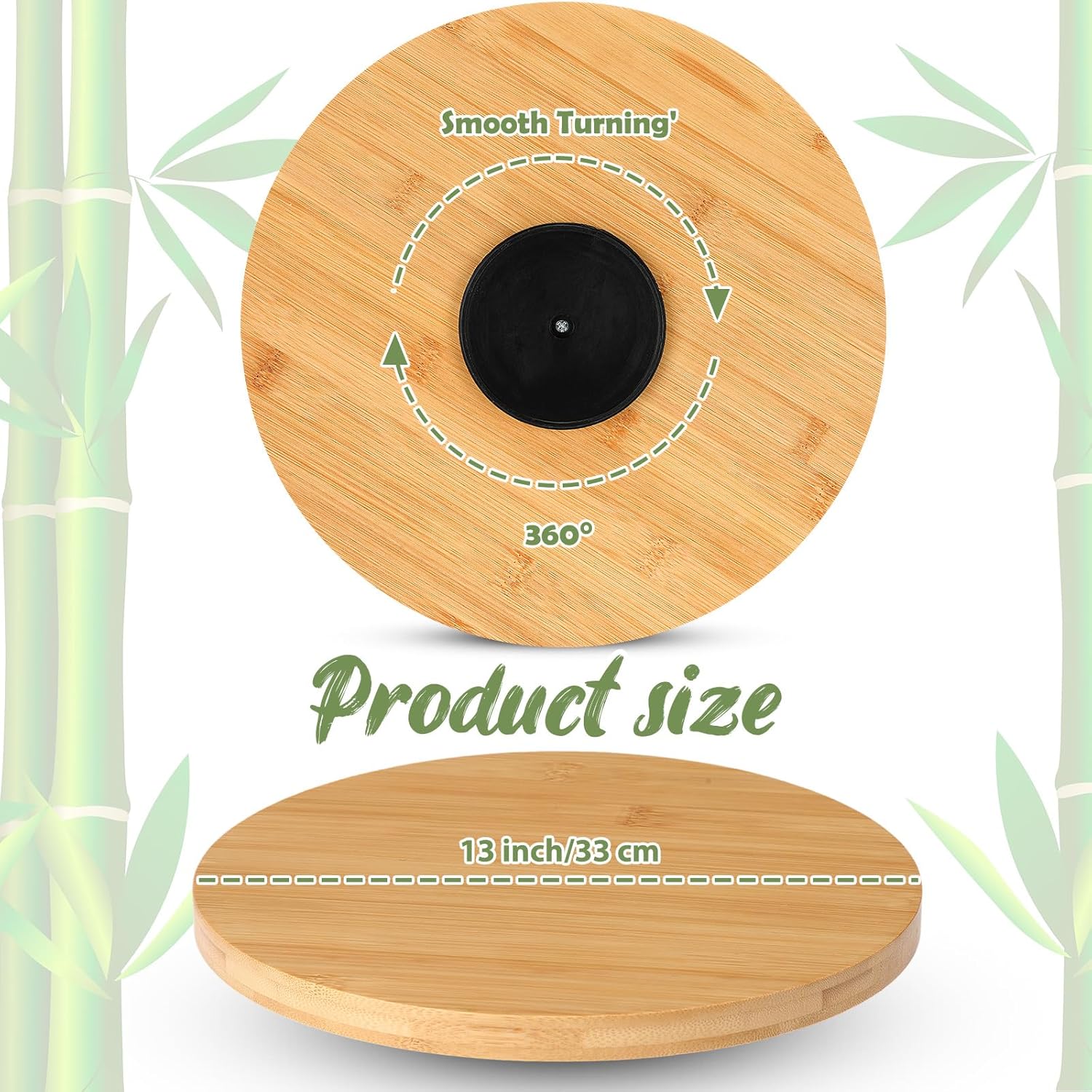 Tanlade 4 Pcs Bamboo Wooden Lazy Susan Organizer Lazy Susan Turntable for Cabinet Non Skid Kitchen Tray Revolving Condiment Spice Rack for Counter Wedding Table Organization Storage Supplies(13 Inch)