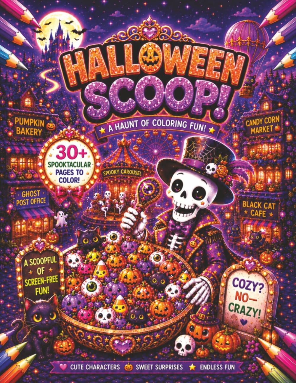 Halloween Scoop! A Haunt Of Coloring Fun: 30+ Spooky Scenes Filled with Friendly Ghosts, Cute Monsters, Hidden Surprises & Crazy Scoop Adventures for ... Series of Coloring Books. 'Crazy Not Cozy'!)