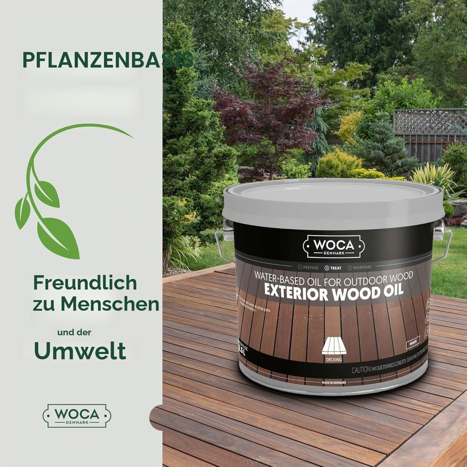 WOCA Denmark Exterior Wood Oil Natur 2, 5 L - Terrassenöl für Terrassen, Zäune und Möbel im Außenbereich