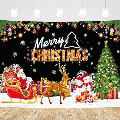 Miniatura 1 de Pancarta de fondo de Navidad de 7 x 5 pies, pancartas de Feliz Navidad, fondo de fotografía, decoraciones de fiesta de Navidad de invierno de Papá
