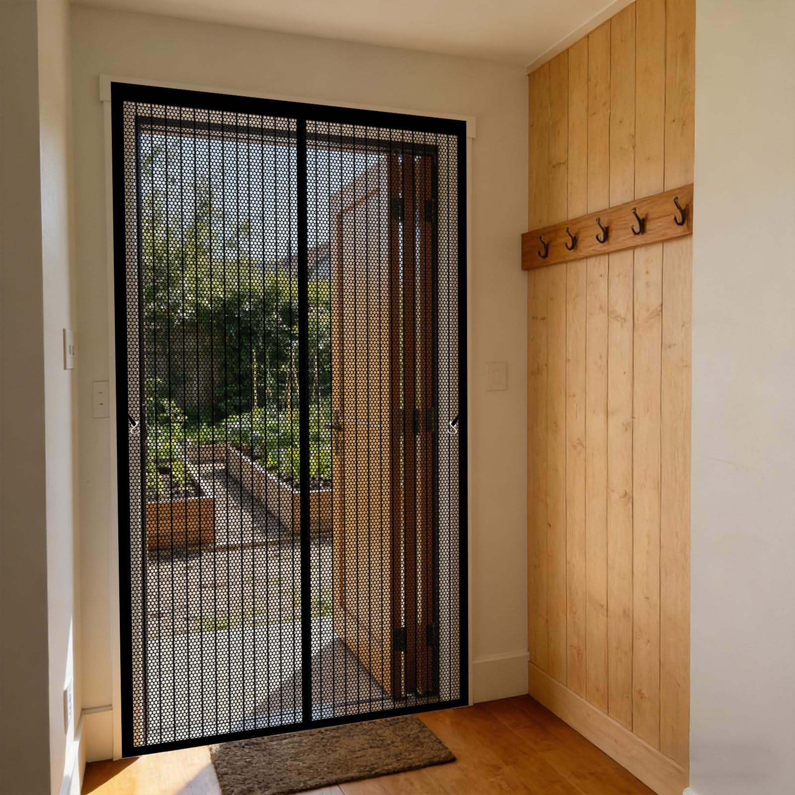 Moustiquaire 140x280 cm magnétique pour porte de balcon et chambre noir