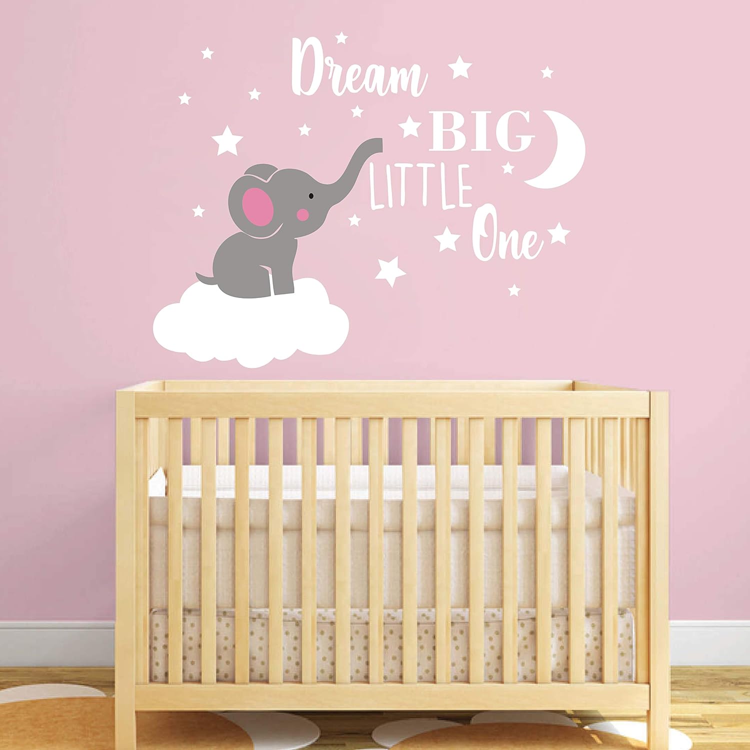 Dream Big Little One Elephant Wall Decal, Quote Wall Stickers, Baby Room Wall Decor, Vinyl Wall Decals for Children Baby Kids Boy Girl Bedroom Nursery Decor Y42 (Blue,White(Boy)): Home & Kitchen