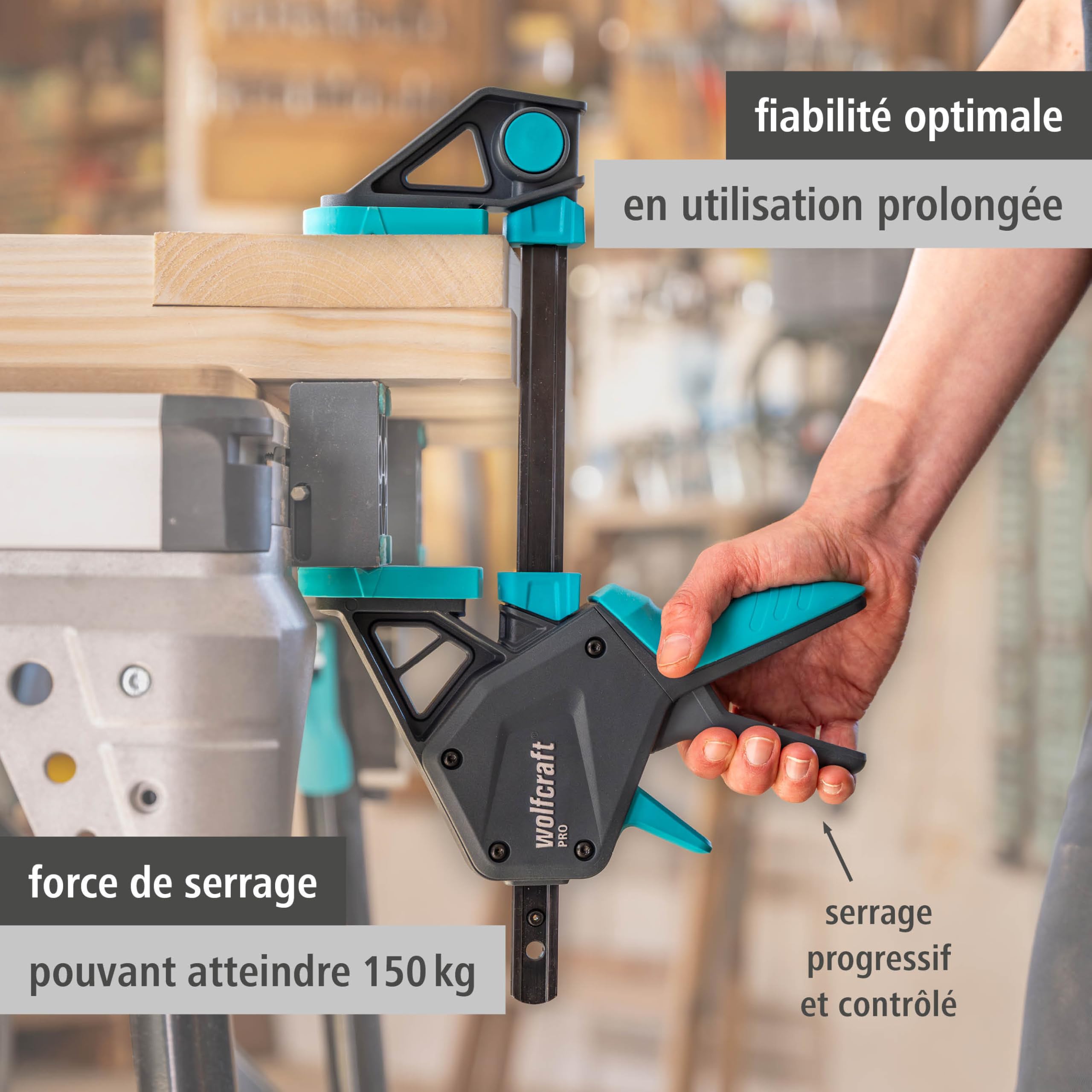 Wolfcraft Kit Serre-joints à une main XL PRO 150 kg 1 060 mm Connecteur 3 pcs