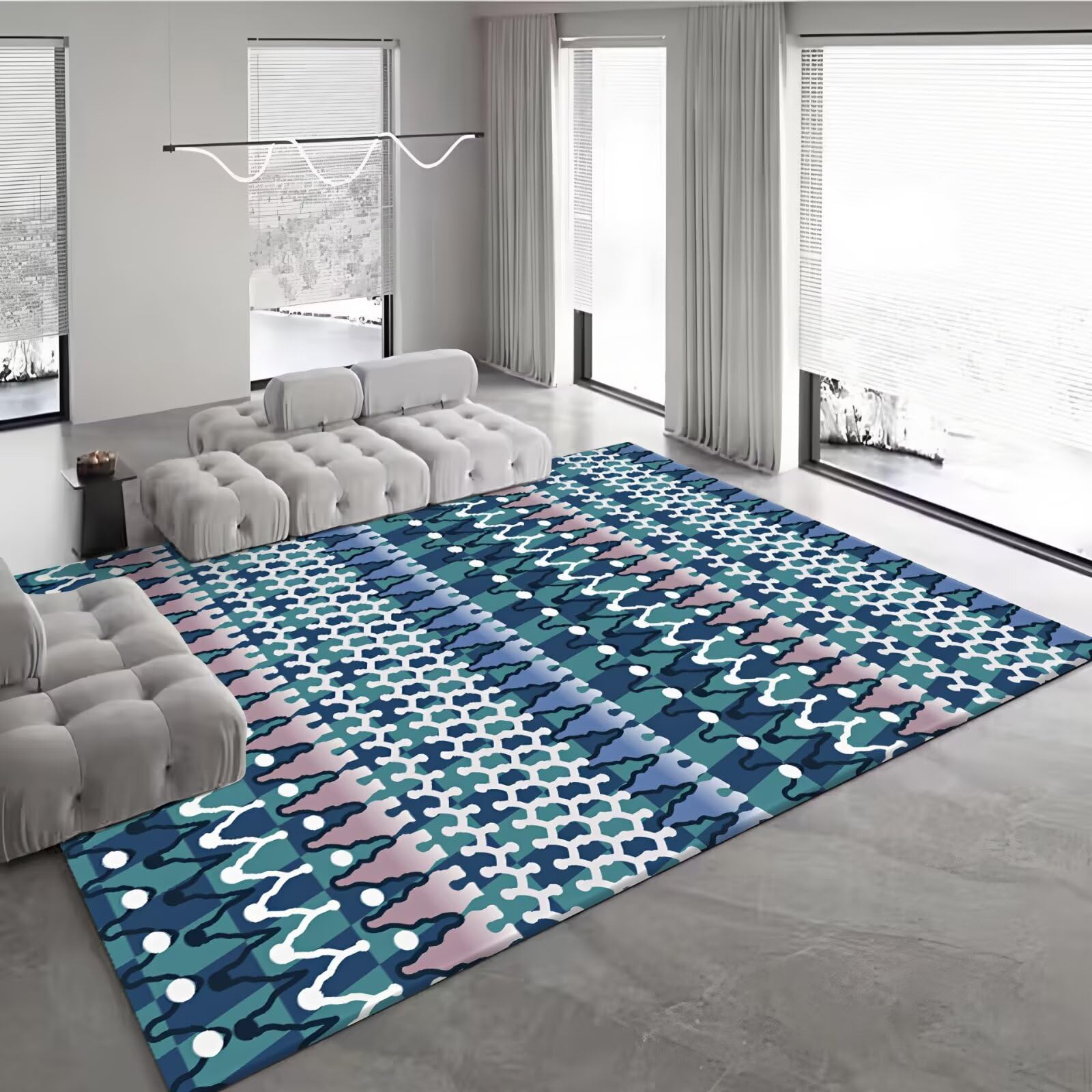 Alfombras salon modernas a medida 100x200cm lavables en color azul