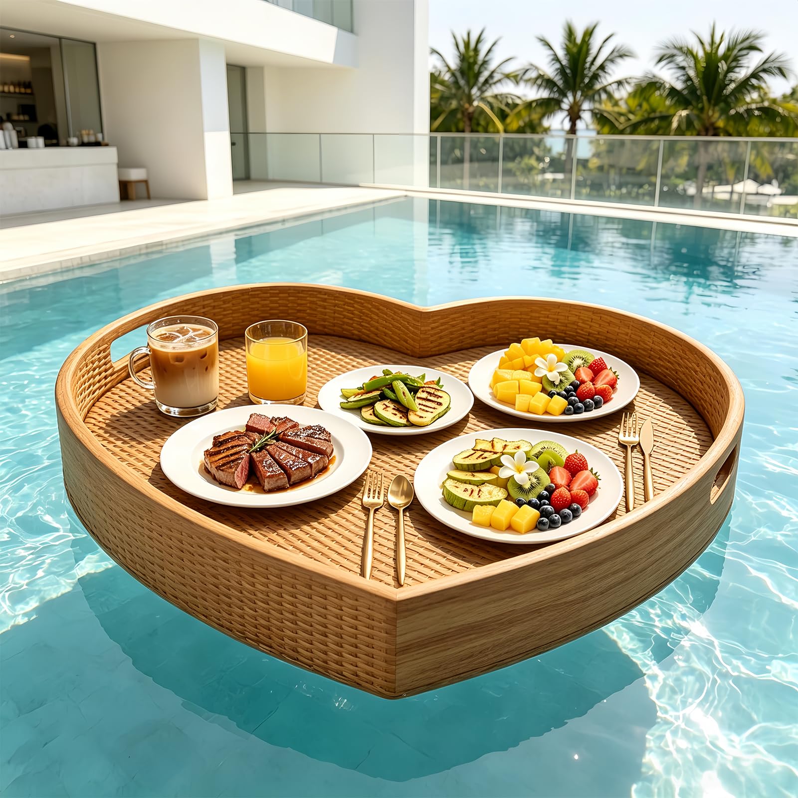 BANGBANGJI Grand Plateau Flottant de Piscine 80cm pour Fêtes Jardin Natural