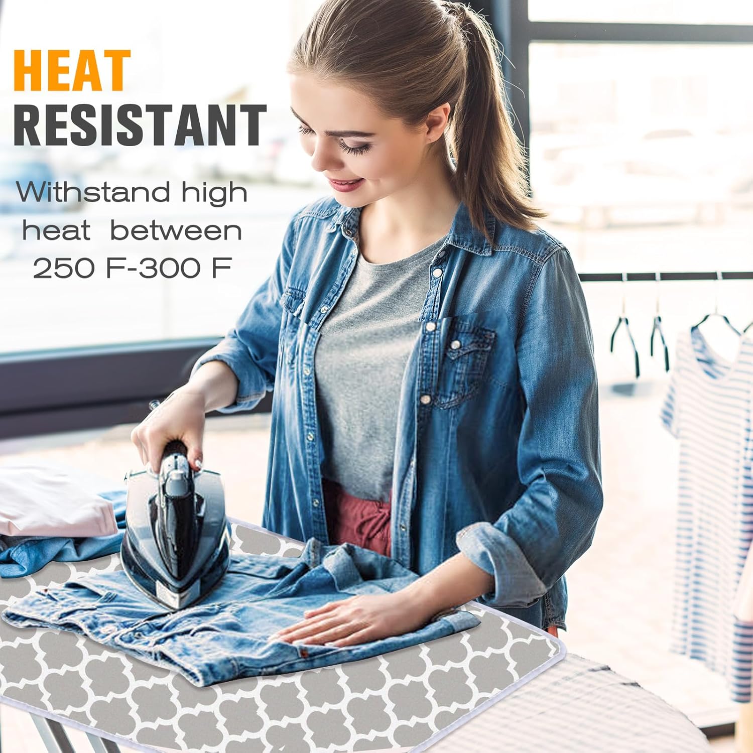 Ironing Mat, Portable Ironing Pad, 28 x 24 inch Ironing Mat for Table Top of Washer, Dryer, Table Top, Countertop, Silincoe Coating and Scorch Resistant