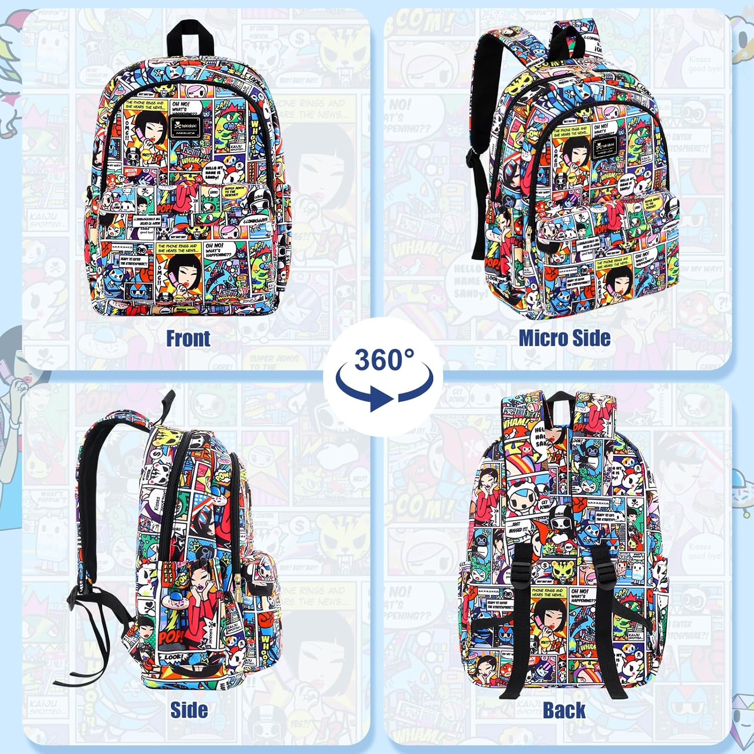 Tokidoki Unicorno Backpack Cute Travel Laptop Backpack for Women Casual Bag Lightweight Cloth Canvas Backpack Daypack Handbag (Backpack-Super Adios) - Image 5