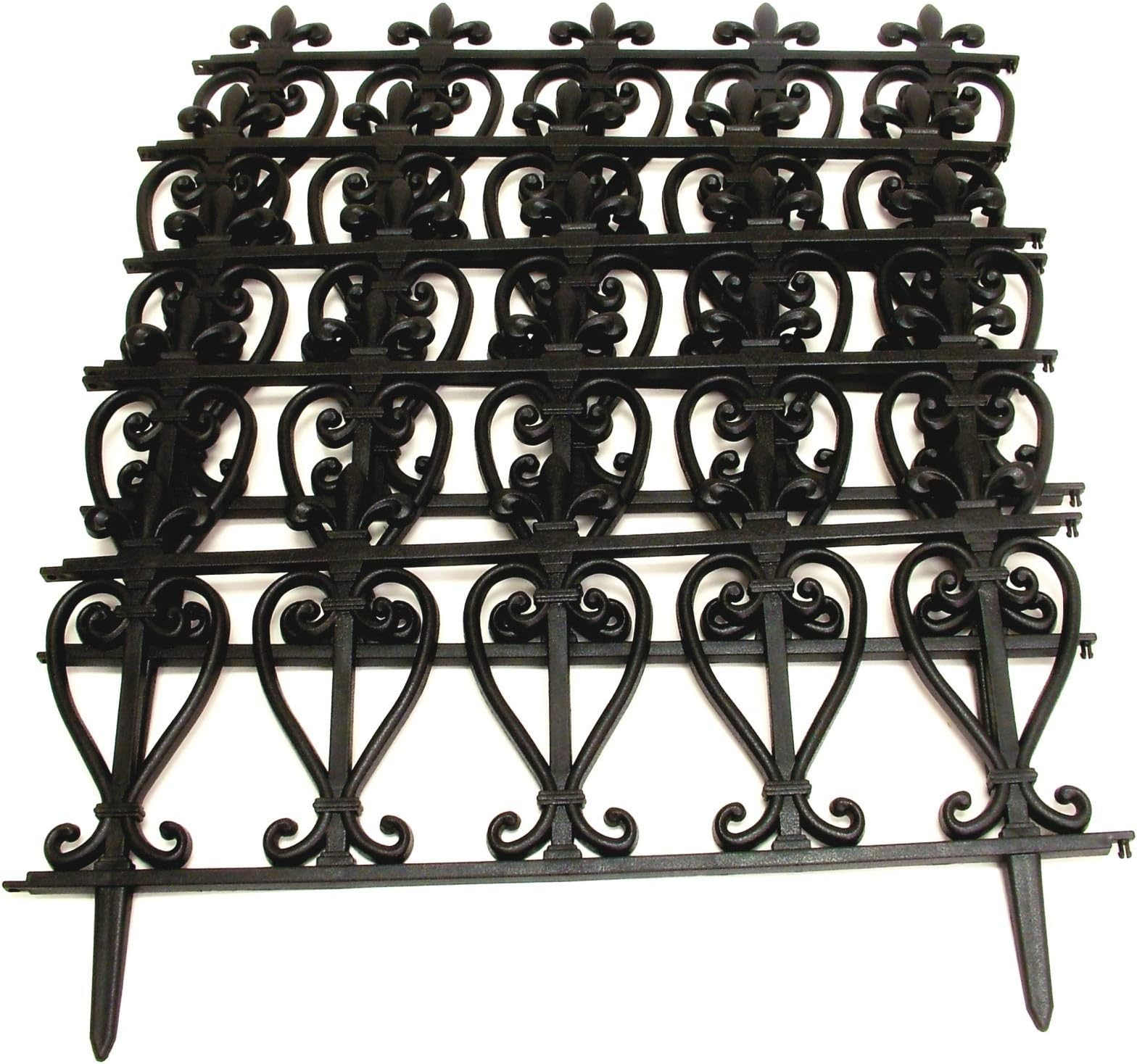 Victorian Style Black Fencing Garden Edging - Ornate Fence Border For Lawn/Flowerbed