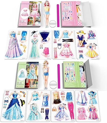 Miniatura 7 de Juego de muñeca de papel de princesa magnética para disfrazarse, juguetes de viaje, actividades en automóvil, viajes por carretera, rompecabezas de