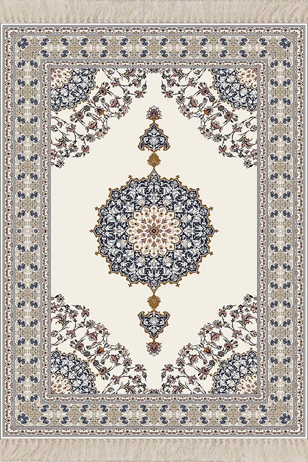 On The Clouds Osmanlı Motifler Desenli Dijital Baskı Yıkanabilir Kaymaz Taban Leke Tutmaz Etnik Salon Halısı BLT-K-178, 180 x 250