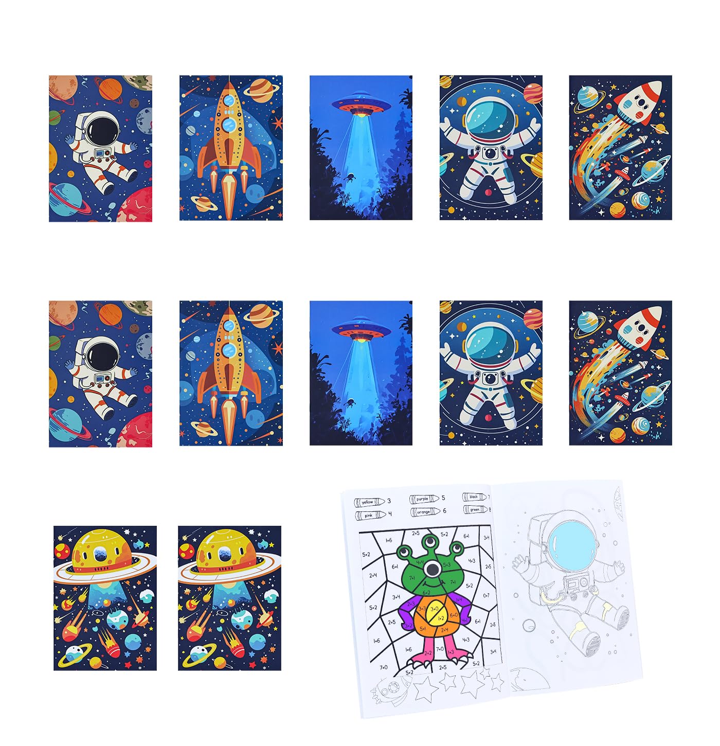 12 Pcs Kids Astronaut Coloring Books - Outer Space Mini Drawing Books for Kids Birthday Party Supplies
