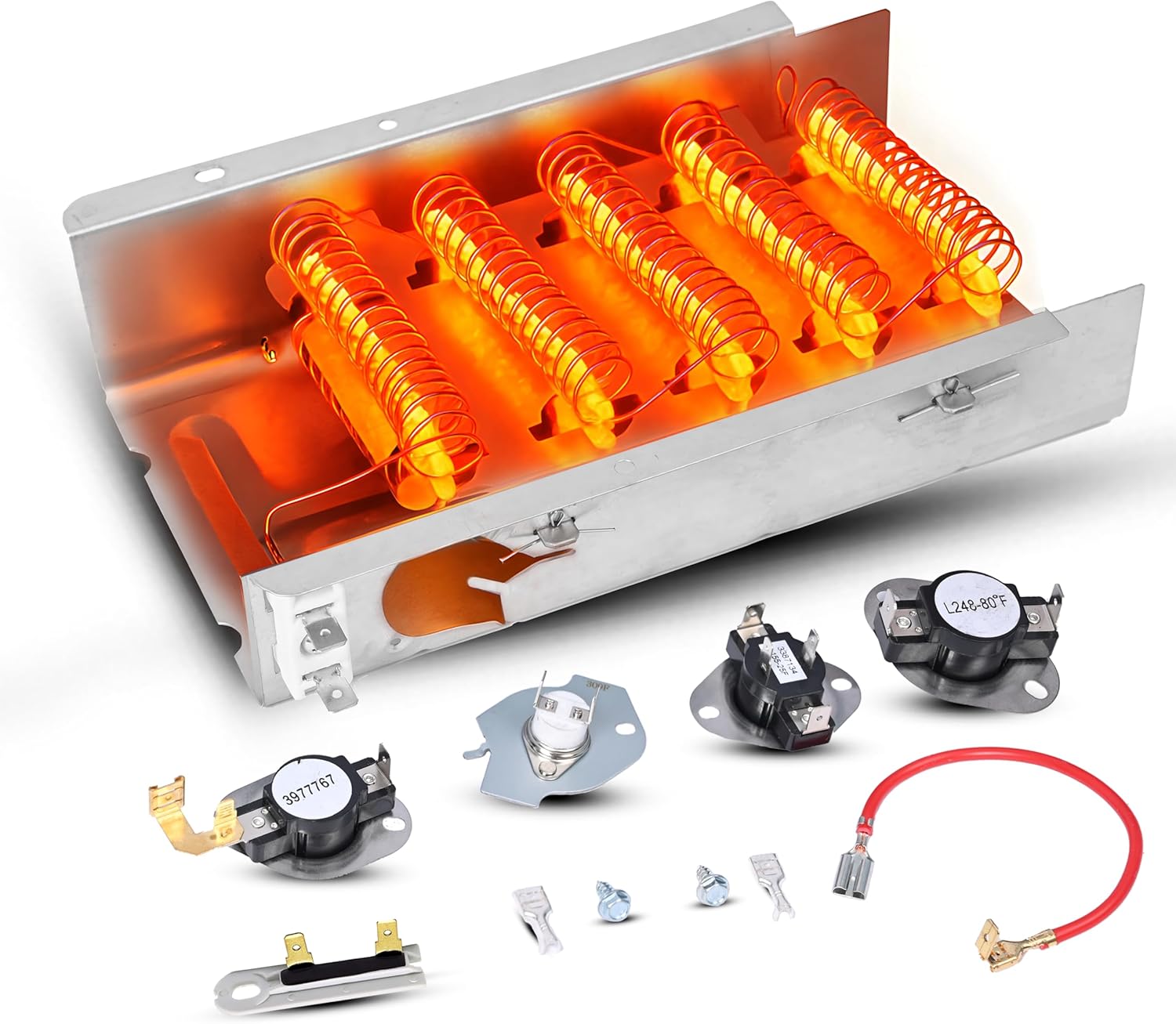 Dryer Heating Element Replaces For Whirlpool LER5620KQ1 LER4634JQ1 LER4634PQ0 LER7646EQ2 LER3624EQ1 LER4634EQ2 LER8858EQ1 WED5300VW0 WED4800XQ3 WED5100VQ0 LER4634EQ0 LER3624EQ0 LER4634JT0 Thermostat