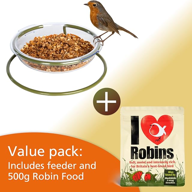 Foto 2 de 7 de Jacobi Jayne I Love Robins - Comedero para pájaros con Comida para petirrojos y Gusanos de la comina