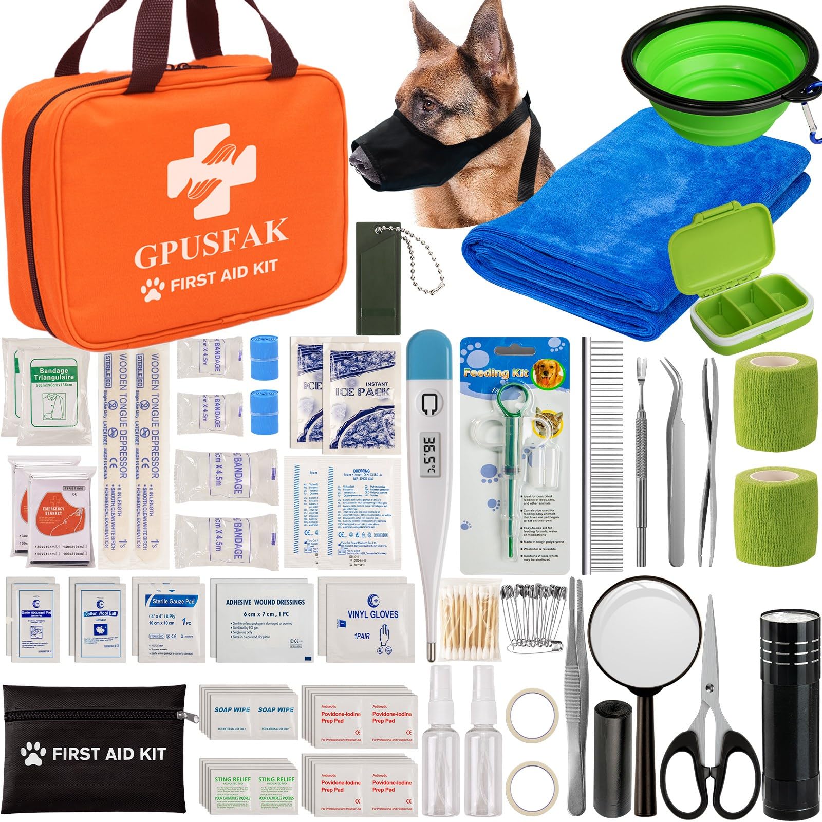 GPUSFAK Dog First Aid Kit - Pet First Aid Kit for Dogs and Cats Pet First Aid Supplies for Car Traveling Home