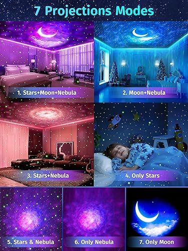 Miniatura 8 de One Fire - Proyector de galaxia, proyector de estrella para sincronizar música con Bluetooth, luz de galaxia, temporizador remoto de luz nocturna,