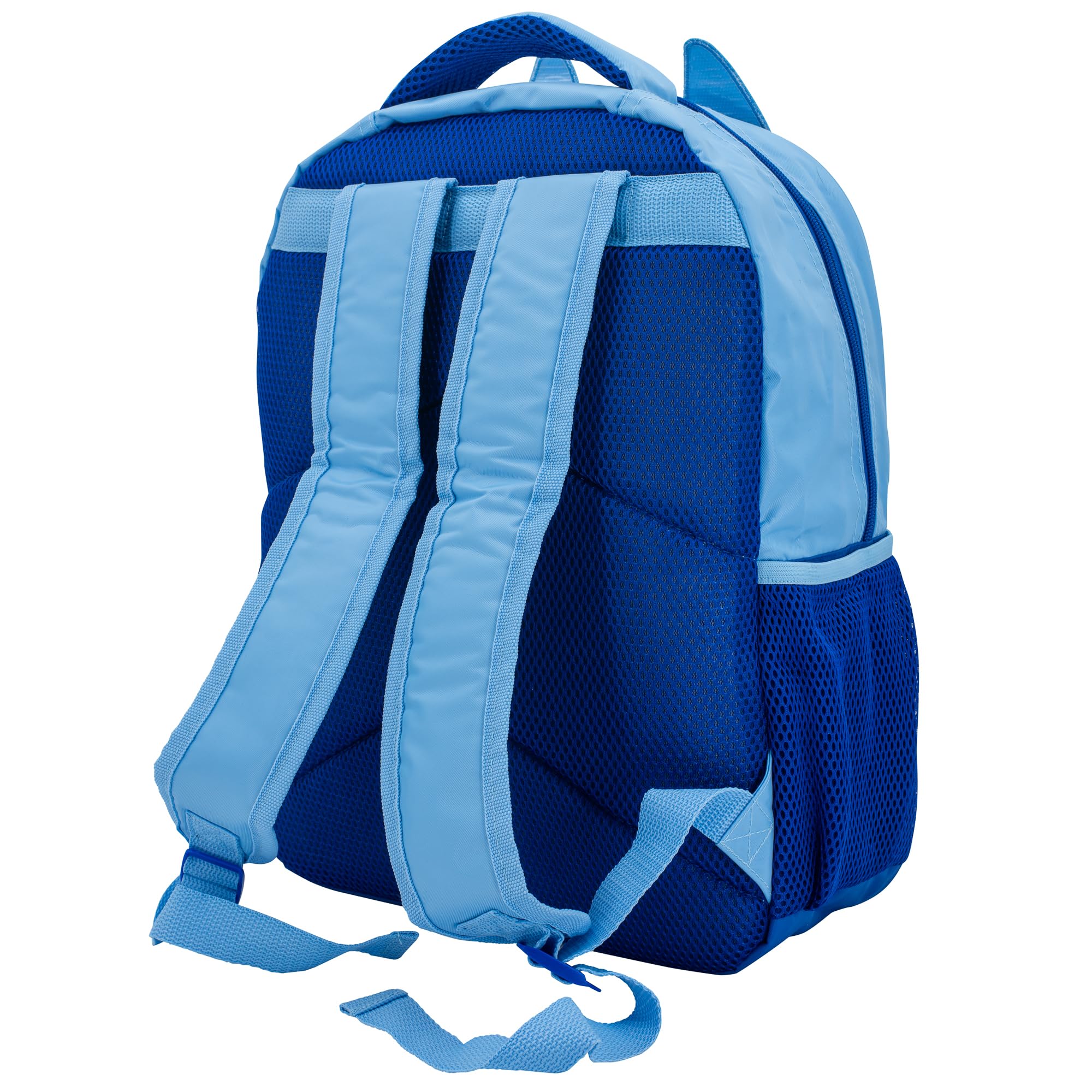 Bluey Mochila para niños, mochila escolar de 16 pulgadas con características 3D, color azul, Negro/Azul, Estándar, Personaje