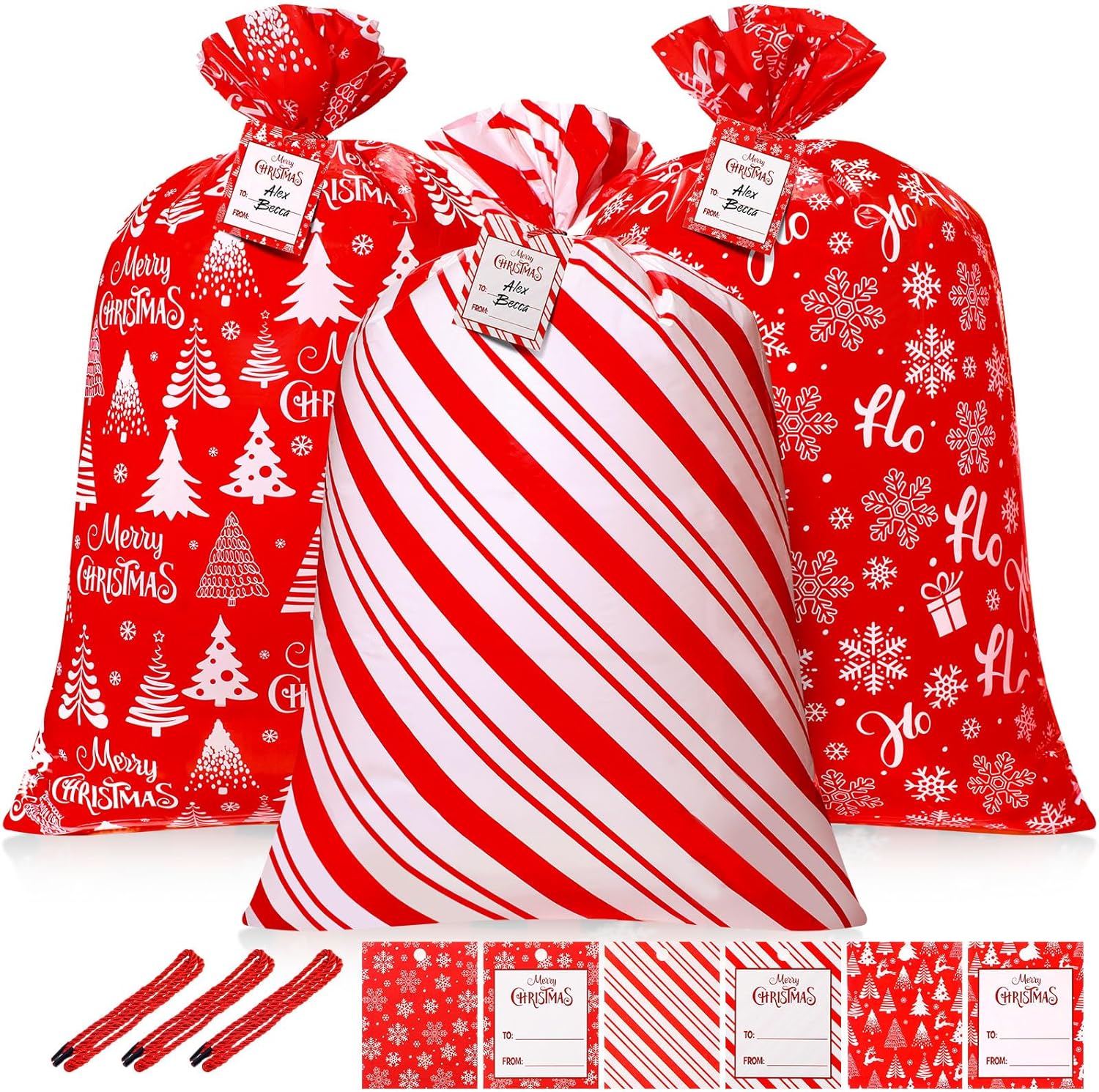 3 Pcs Jumbo Christmas Gift Bags 56'' Extra Large Plastic