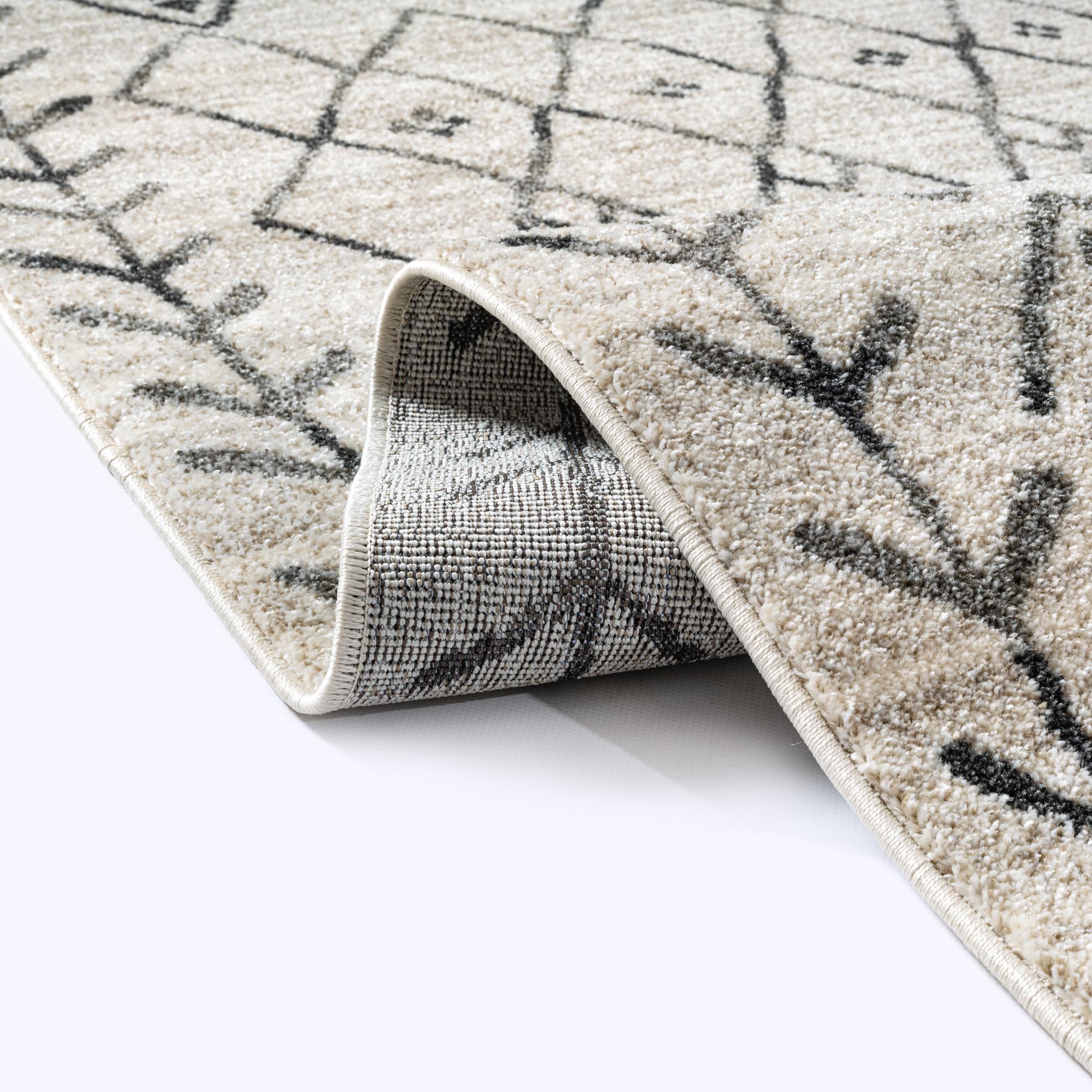SANAT Boho Teppich – Moderner Teppich im Boho Stil, Geeignet für Wohnzimmer, Schlafzimmer, Flur, Esszimmer und Kinderzimmer – Boho Creme, Größe: 120 x 170 cm