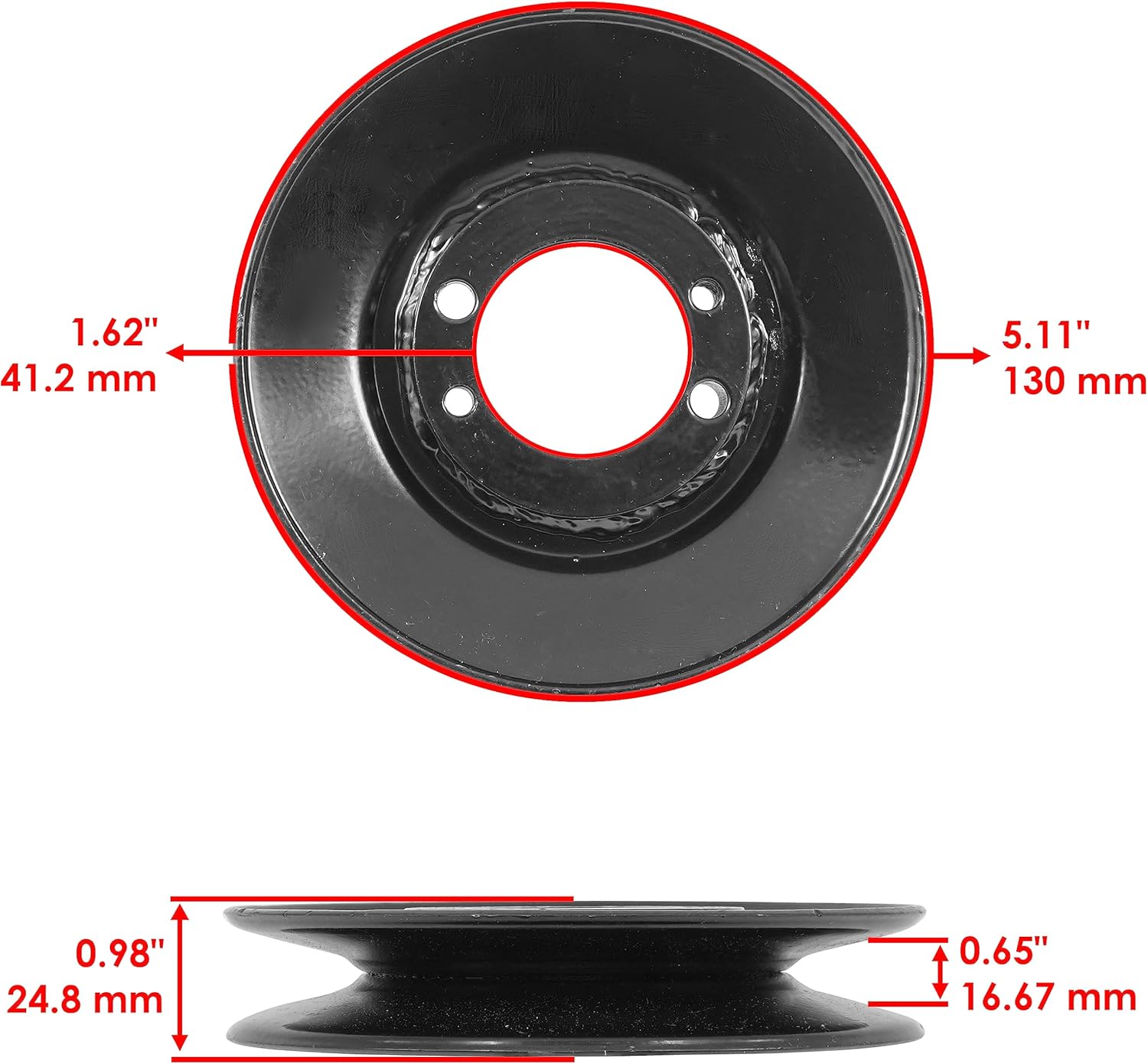 Caltric Deck Pulley with Tapered Compatible with Scag SCZ48V SCZ52V SCR42 483282 48926