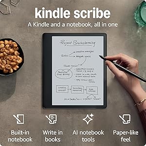 Amazon Kindle Scribe (32 GB) - 10.2 300 ppi Paperwhite display, a Kindle and a notebook all in one, convert notes to text and share, includes Premium Pen