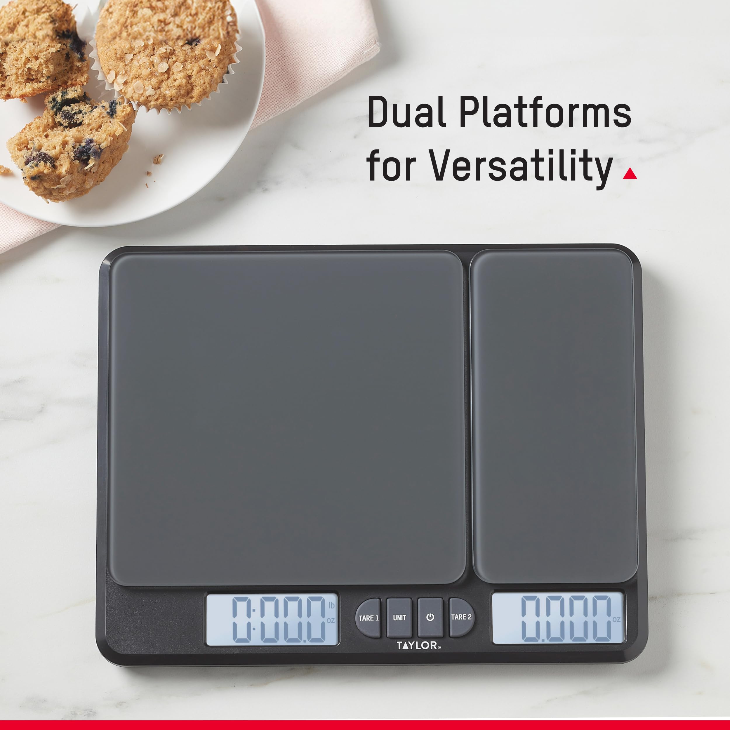 Taylor Báscula de cocina de doble plataforma para alimentos, gramos y onzas digitales para pérdida de peso, hornear, cocinar, preparación de comidas, especias y café, pantalla retroiluminada,