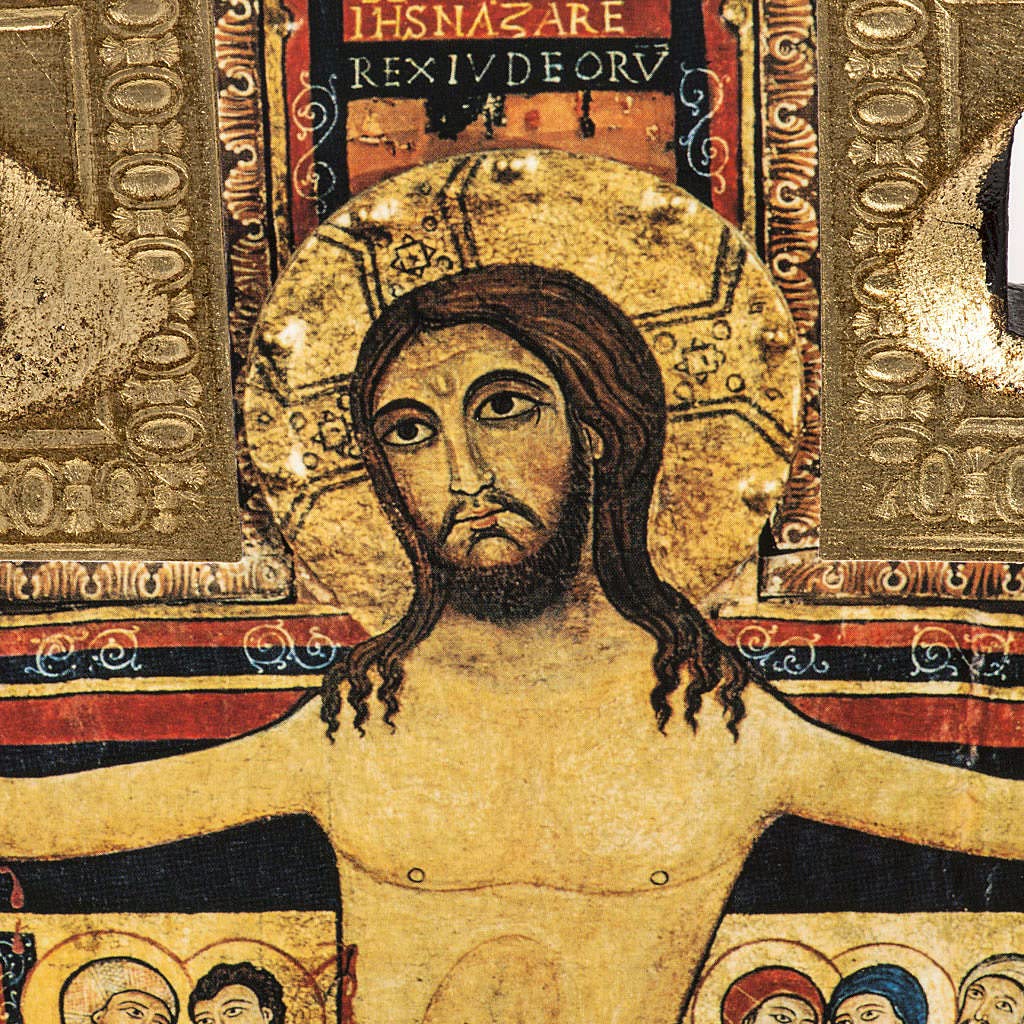 Holyart Crocifissi in legno: Crocifisso San Damiano legno bordo irregolare, 21 cm (8.27 inc.)