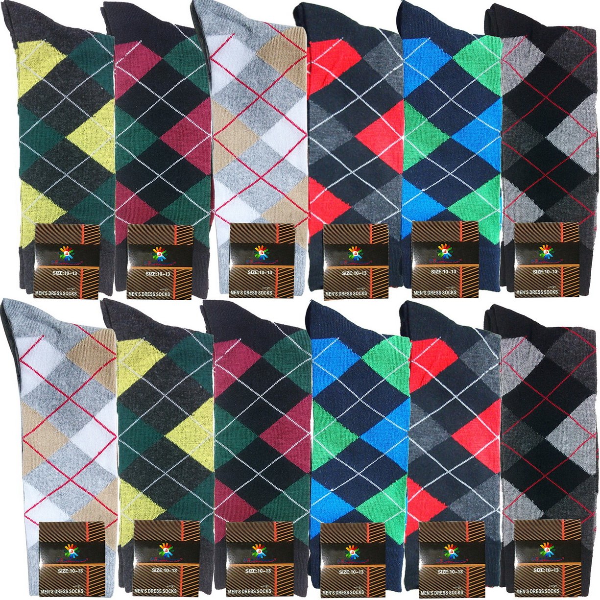 USBingoshop Mens Men Cotton Dress Socks Fun Colorful Fashion Classic Comfort Mid Calf Crew Socks 10-13