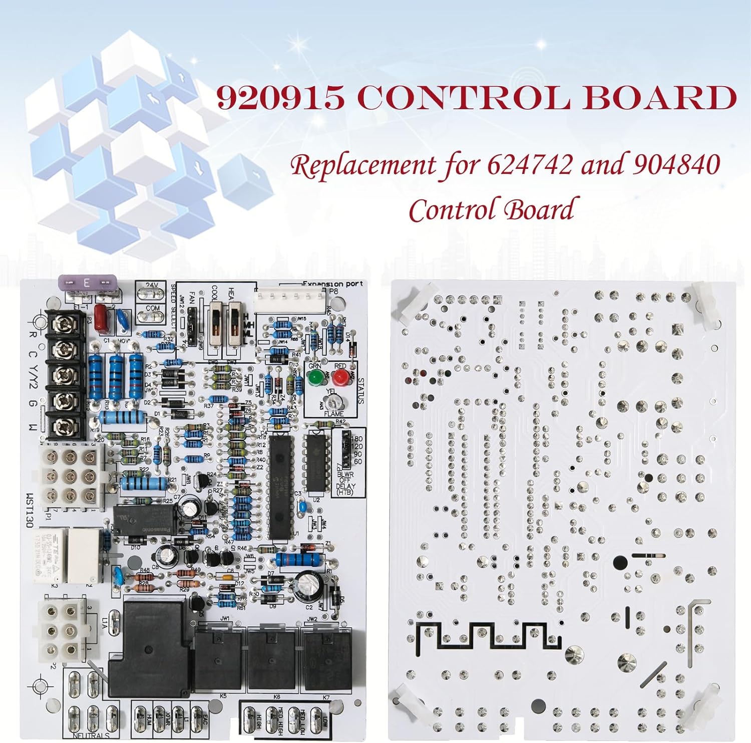 Furance Control Board 920915 Replace for 624742 and 904840 Control Board, Control Board for Single-Stage Gas Furnace