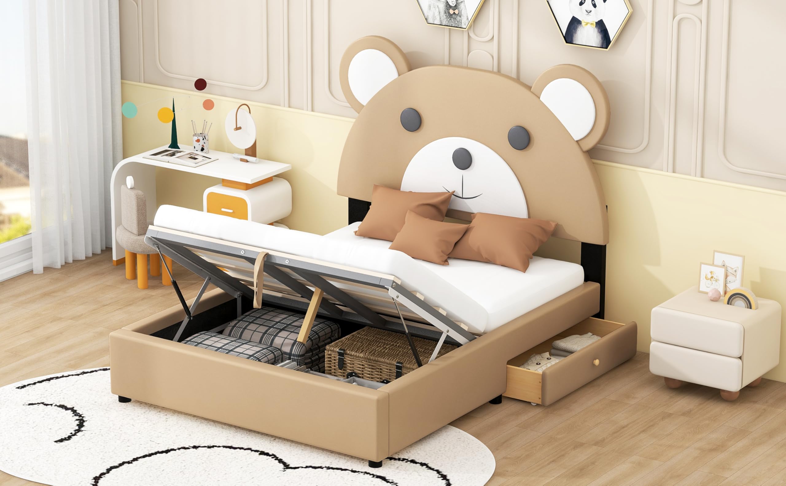 Amazon.com: Full Size Upholstery Platform Bed Frame with Cute Bear