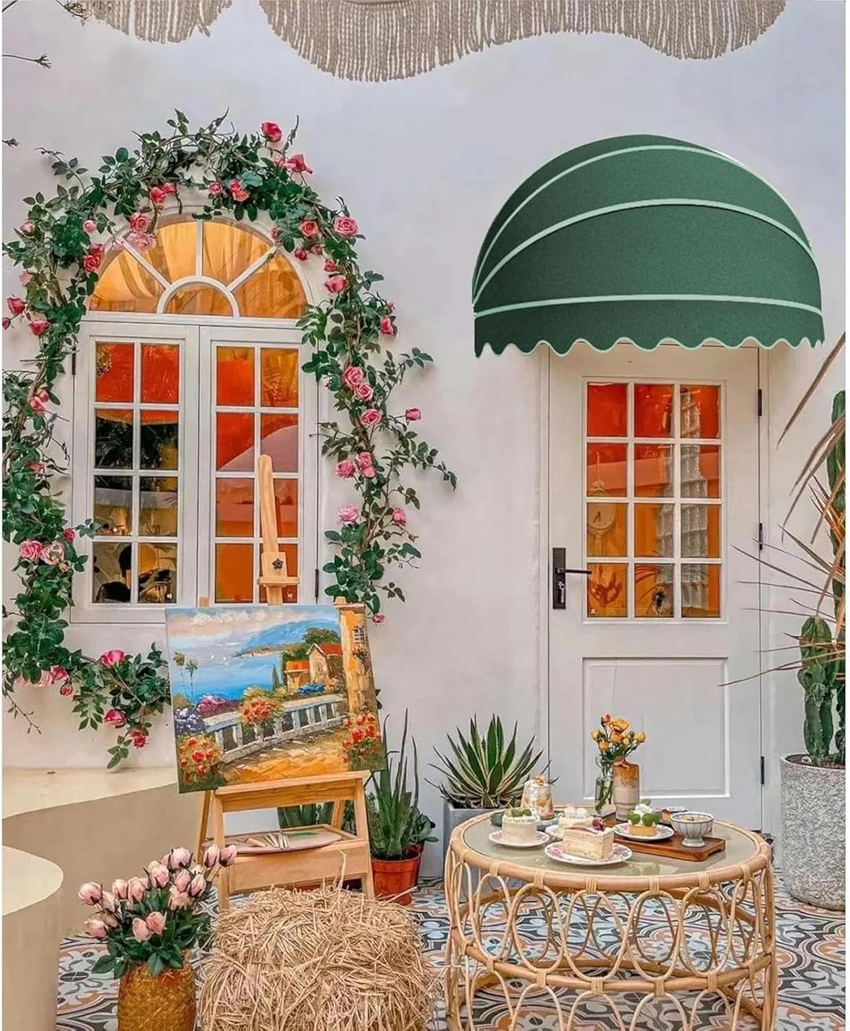 Window Awning Door Canopy,Patio Covers for Shade and Rain,Retractable Awning,Window Awnings Exterior,Canvas Dome Awning Window Outdoor Patio Fabric Cover,awnings for Patio