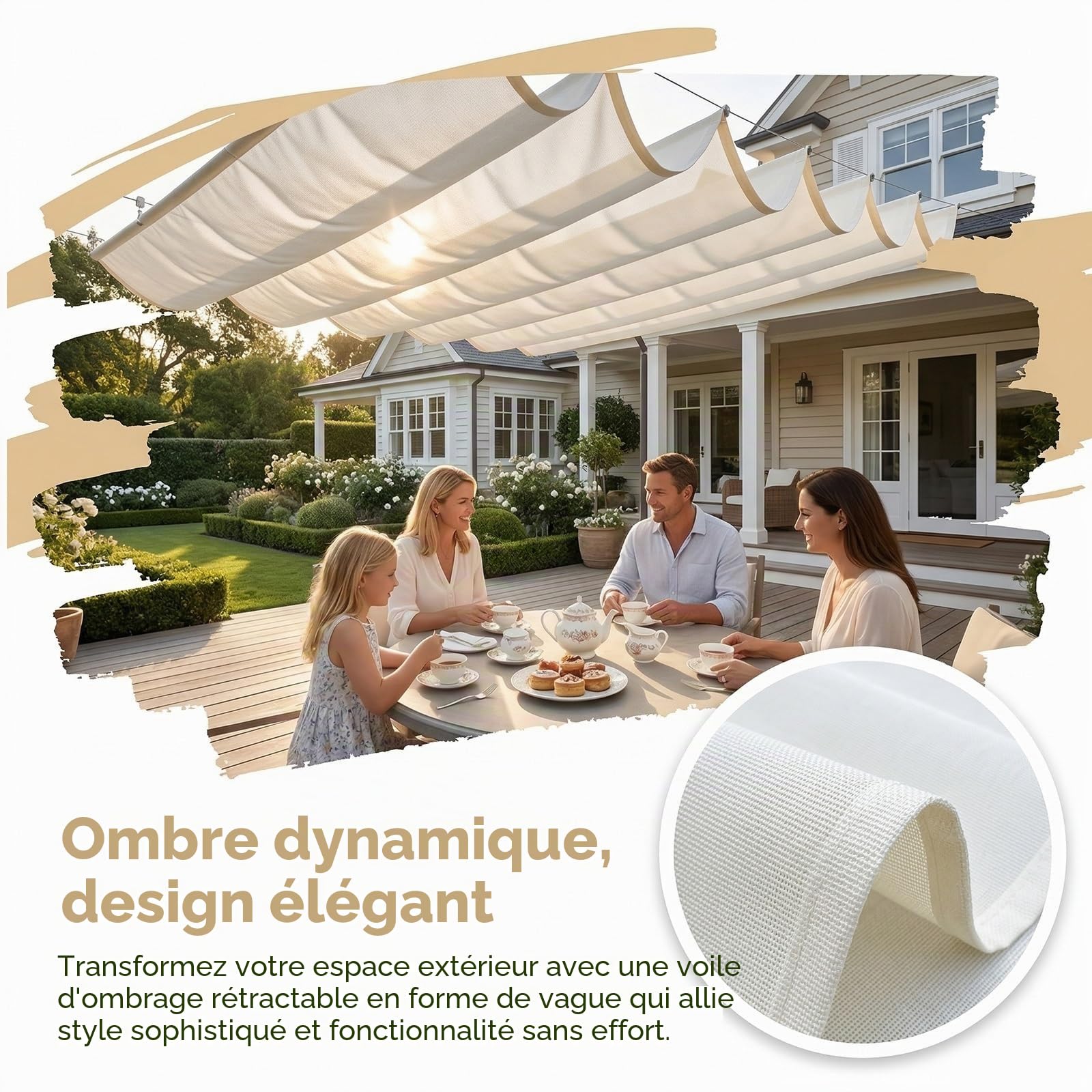 Voile d'ombrage rétractable sur Mesure pour pergola,Voile d'ombrage Coulissant, Personnalisable,Voile-D'ombrage Multi Couleur Taille Bâche Ombrage UV Protection Solaire(W2*L6m/W6.56*L19.68ft)