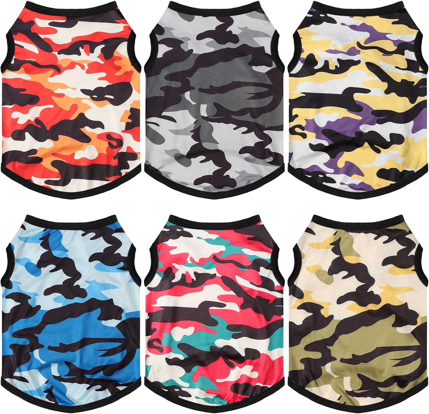 6 Pieces Dog Clothes Camouflage Shirts Dog Printed Vest Puppy Sweatshirt Pet Costume Clothes Breathable Pet Apparel for Small Medium…