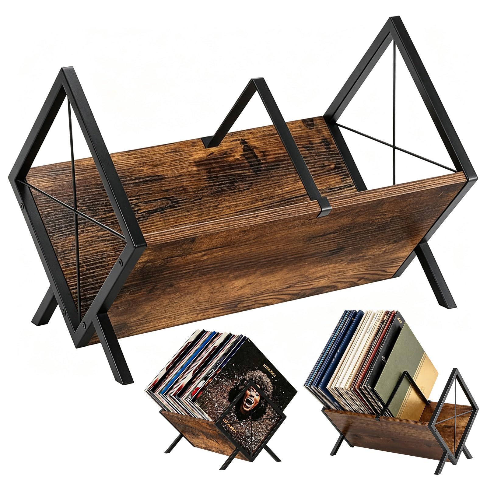 Vinyl Record Storage Rack, 80LP Record Storage Holder Tabletop Bookshelf