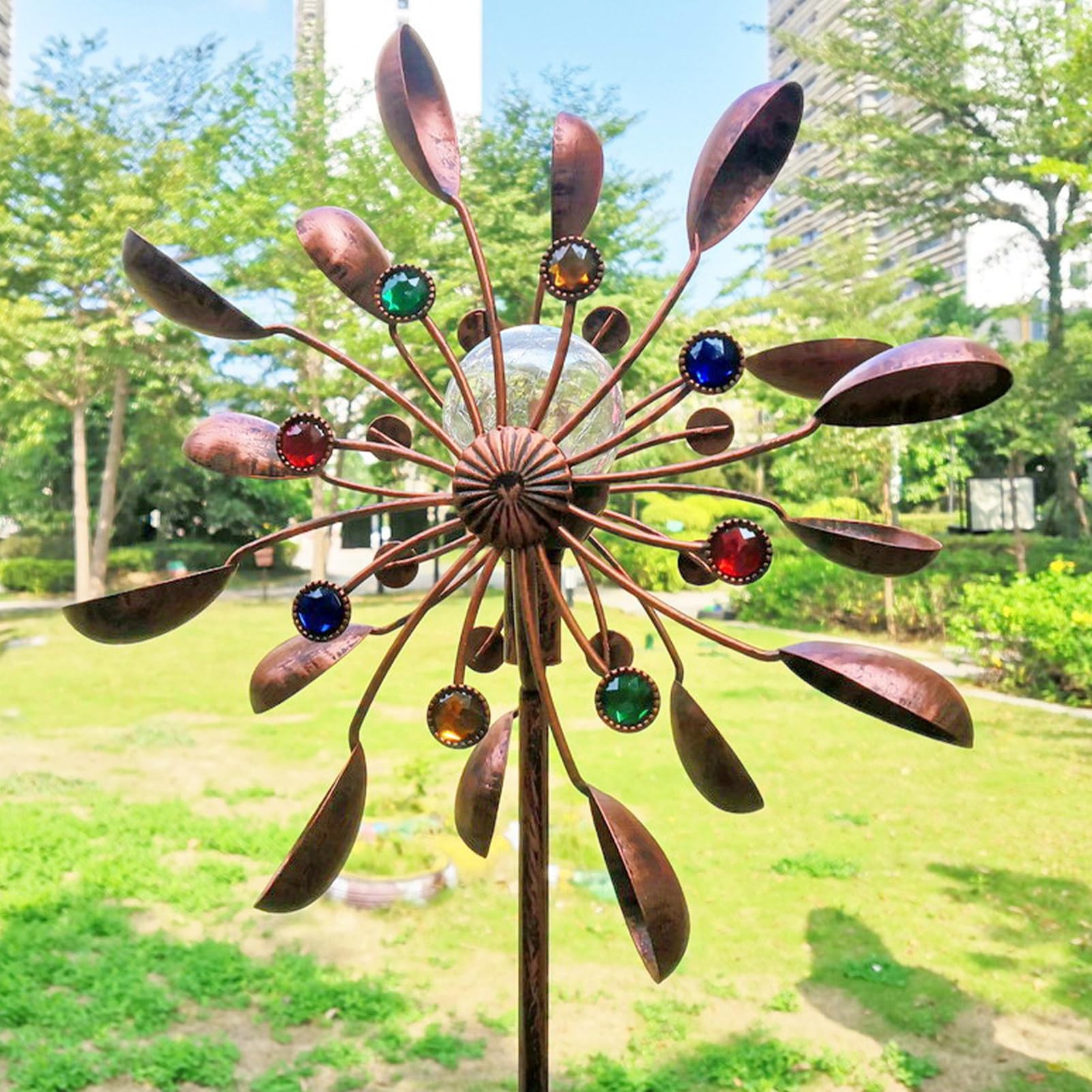 Girandole per Giardino,Girandola A Vento in Metallo Decorazione Artistica da Giardino,Arte del Vento da Giardino,Girandola A Vento Ad Energia Solare