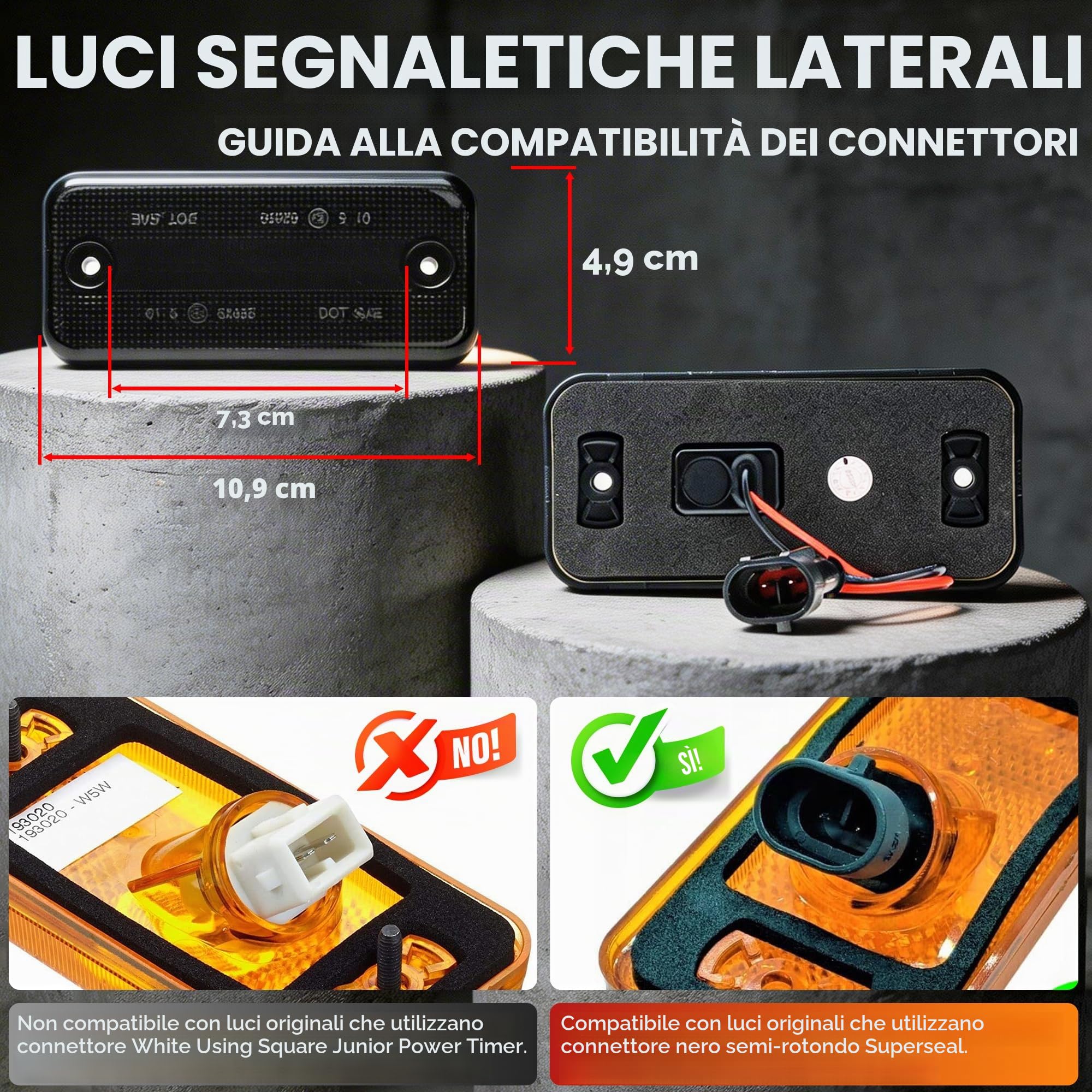 6 Pezzi Indicatore Direzione Laterale LED per F.iat Ducato 250 290 | Citr0en Jumper Peuge0t Boxer 2006-2025, Frecce Laterali Ripetitore, 12-24V LED Blinker Side Marker Lente Fumé Plug Play