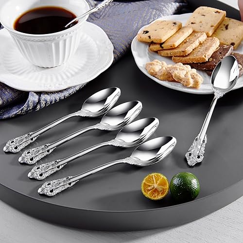 Miniatura 5 de KEAWELL Lujoso juego de cucharas de espresso de 5.1 pulgadas, 6 piezas, mini cuchara de café, acero inoxidable 1810, diseño magnífico con