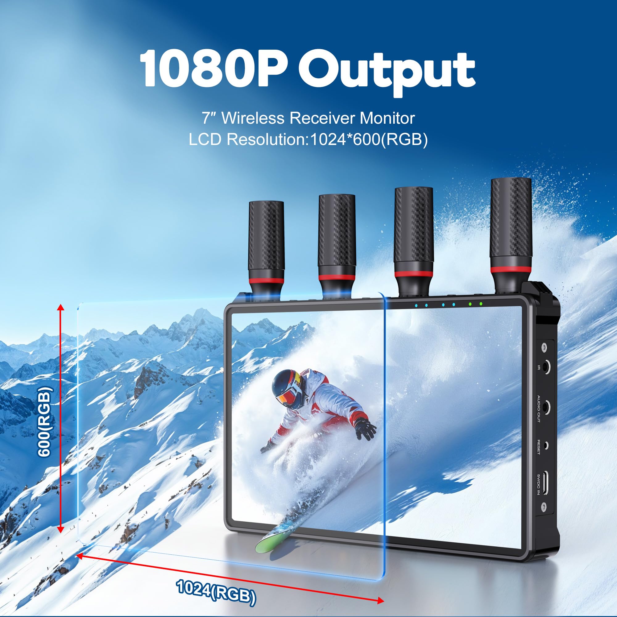Émetteur et récepteur vidéo sans fil pour moniteur de caméra, moniteur portable de 7", mini écran HDMI 2,4 G/5G, entrée HDMI 4K/sortie 1080p, streaming vidéo à partir d'une petite TV Box/PC, petit
