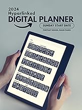 2024 Hyperlinked Digital Planner, Sunday Start Date, Portrait Design, Ruled Pages (Kindle Scribe Only)