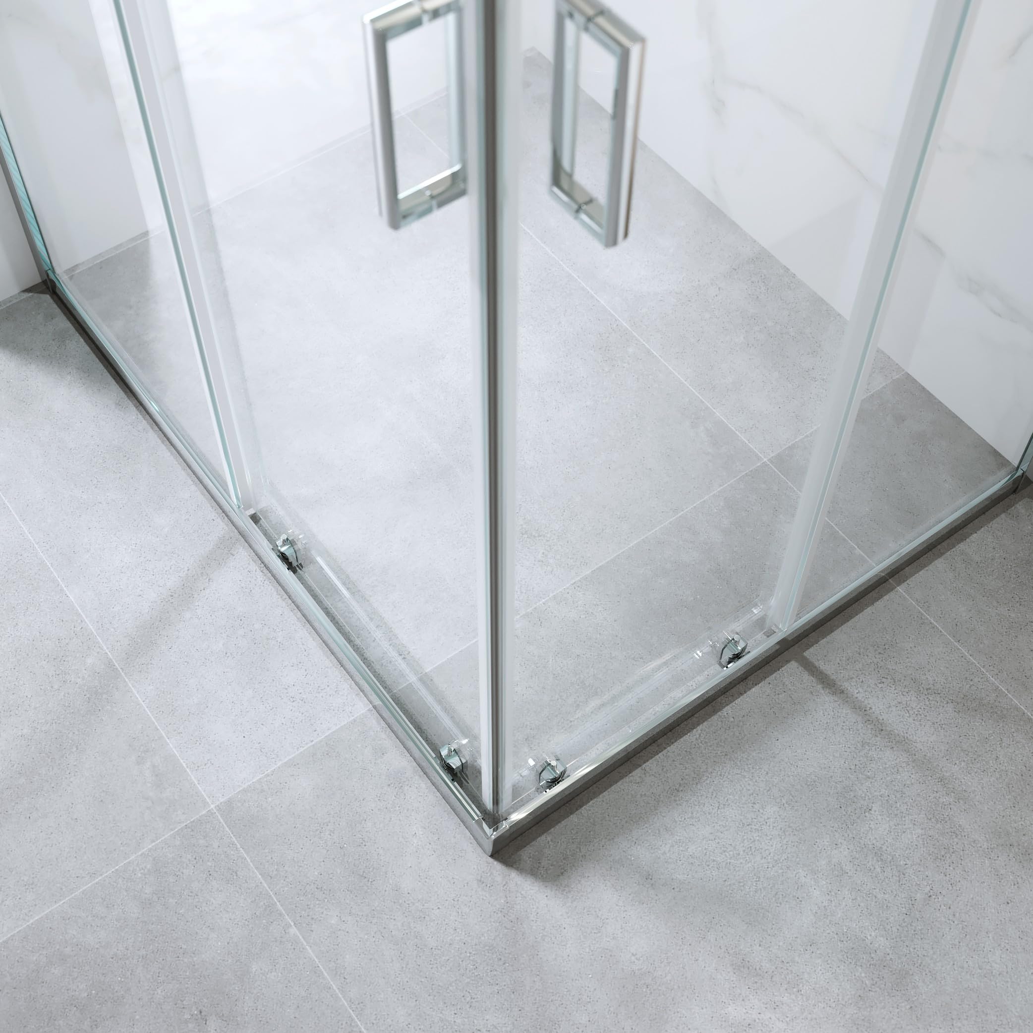 Box Doccia Angolare 80x100xh185 - Cabina Doccia Scorrevole in Cristallo Temperato 6mm Trasparente, Profilo Cromato Lucido, Guarnizioni Antigoccia, Chiusura Magnetica e Maniglia ABS - Mod. Kiro