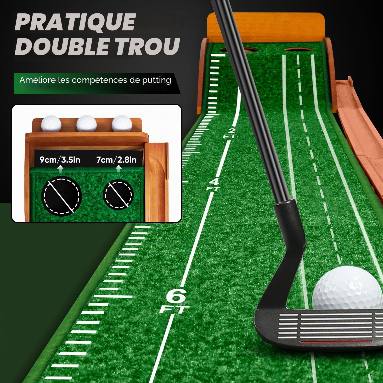Tapis de puting, Tapis de Putting, Tapis de Golf d'intérieur, Tapis de Putting Green, Tapis de Golf, Pratique de Putting, Putting