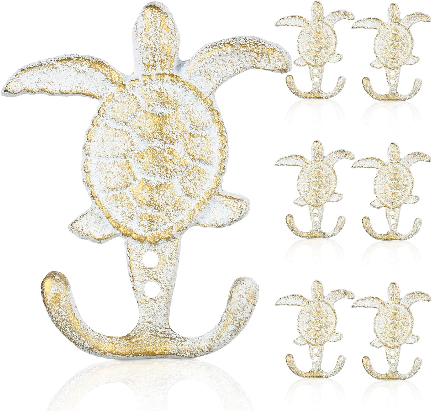 Ferraycle Set of 6 Turtle Cast Wall Hooks Outdoor Decorative Wall Hooks Turtle Iron Towel Hooks Antique Turtle Decorative Coat Hooks for Aprons Hats Keys Bathroom Kitchen