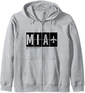 MIA Miami Florida USA Airport Code International Travel Zip Hoodie