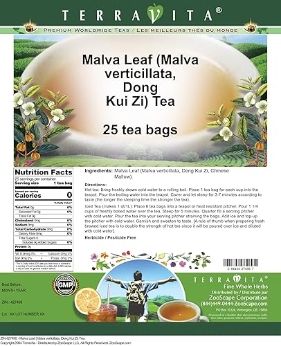 Miniatura 2 de Hoja de Malva (Malva verticillata, Dong Kui Zi) Té (25 bolsitas de té, ZIN 427498)