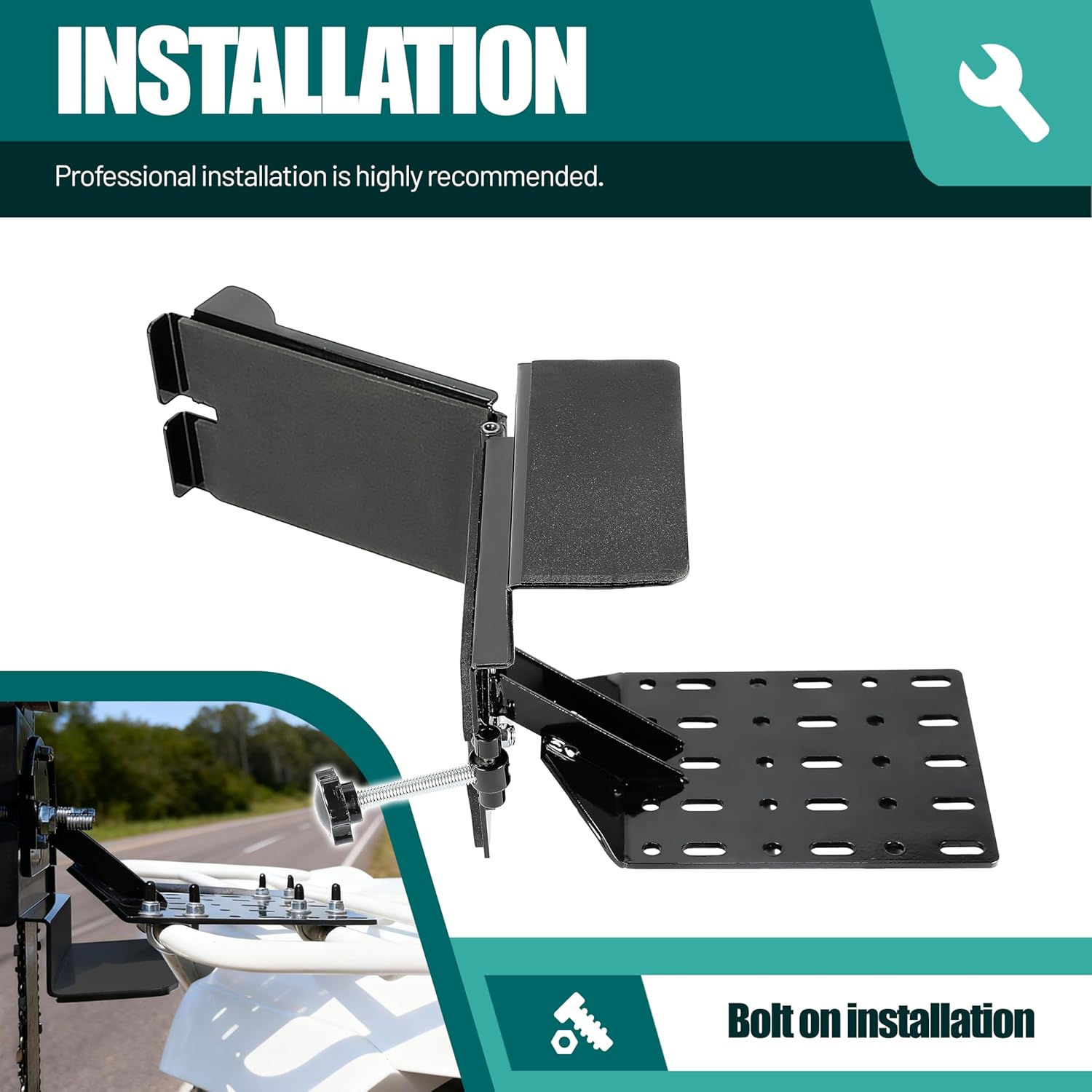 HECASA Universal Saw Press Bracket w/Hinge Compatible with ATV UTV Trailers Chainsaw Bracket Heavy Duty Steel Powder Coated Black Adjustable